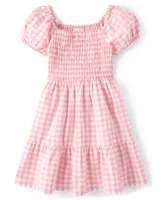 Girls Mommy And Me Gingham Poplin Tiered Dress