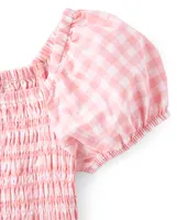 Girls Mommy And Me Gingham Poplin Tiered Dress