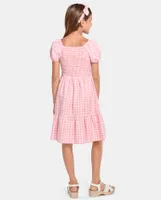 Girls Mommy And Me Gingham Poplin Tiered Dress