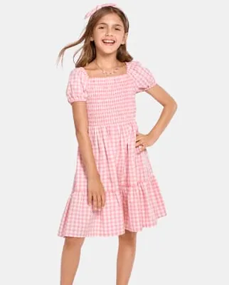 Girls Mommy And Me Gingham Poplin Tiered Dress