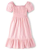 Womens Mommy And Me Gingham Poplin Tiered Dress