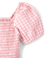 Womens Mommy And Me Gingham Poplin Tiered Dress