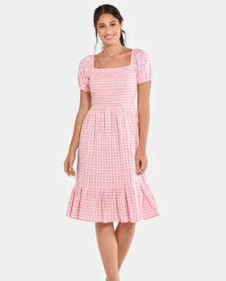 Womens Mommy And Me Gingham Poplin Tiered Dress