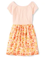Girls Mommy And Me Floral Smocked Fit Flare Dress