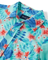 Boys Matching Family Tropical Button Up Shirt