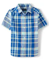 Boys Plaid Poplin Button Up Shirt