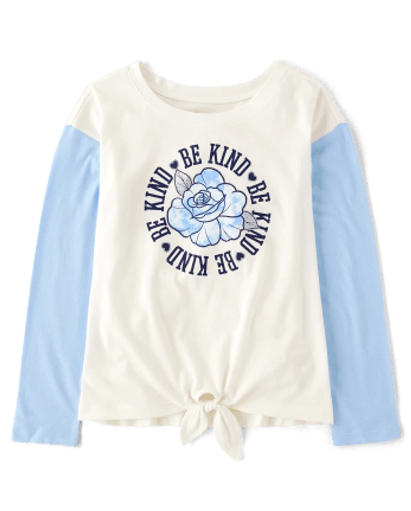 Girls Be Kind Tie-Front Top