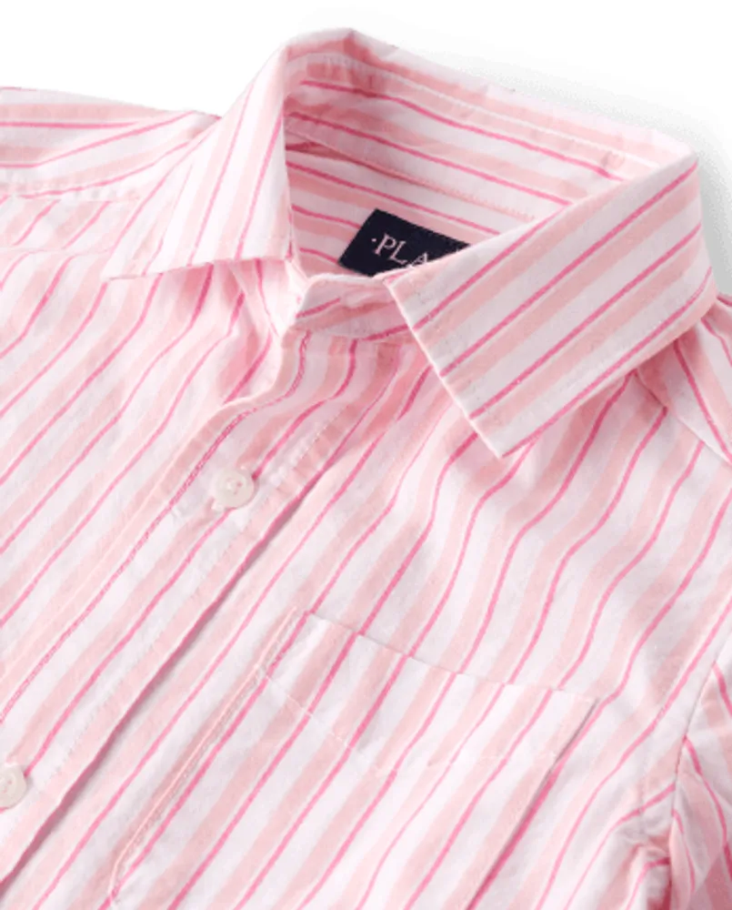 Boys Dad And Me Striped Poplin Button Up Shirt