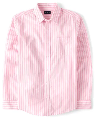 Mens Dad And Me Striped Poplin Button Up Shirt