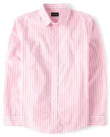 Mens Dad And Me Striped Poplin Button Up Shirt