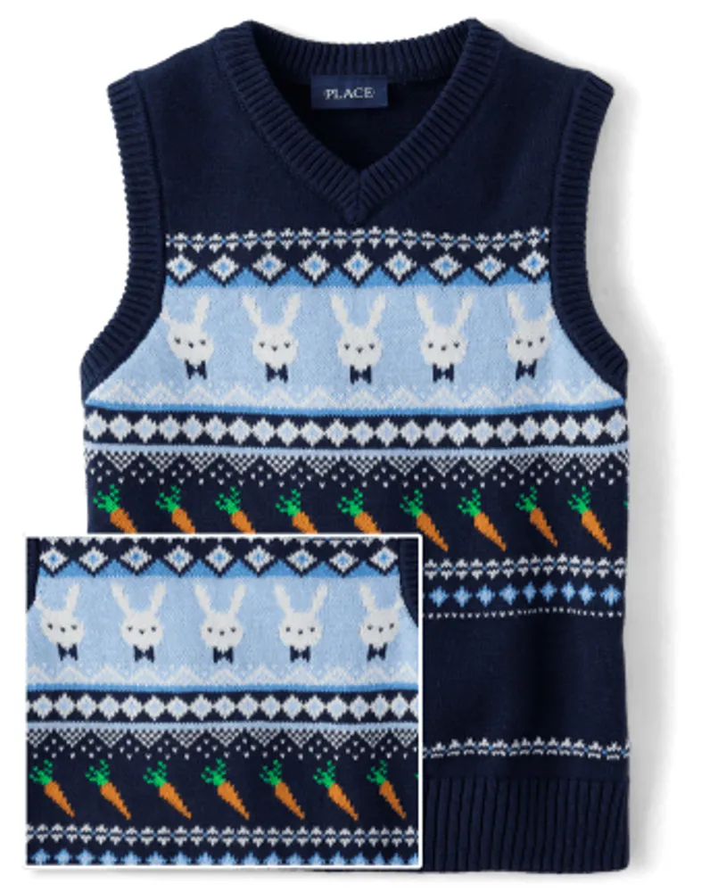 Boys Intarsia Bunny Sweater Vest