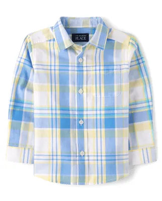 Baby And Toddler Boys Dad Me Plaid Poplin Button Up Shirt
