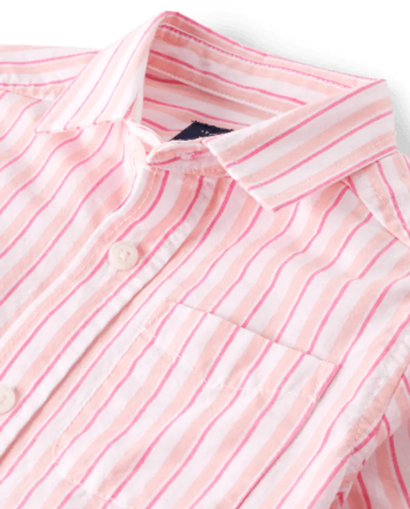 Baby And Toddler Boys Dad Me Striped Poplin Button Up Shirt