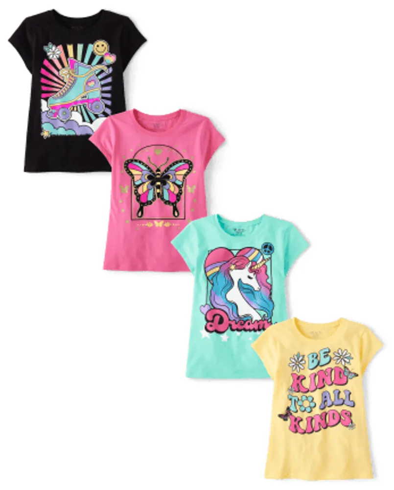 Fille Kind T-shirt imprimé 4-Pack