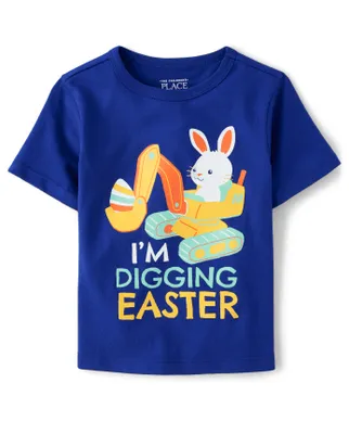 Baby And Toddler Boys Digging Easter Graphic Tee
