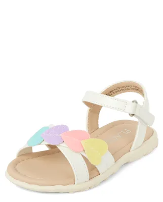 Toddler Girls Glitter Heart Faux Patent Leather Sandals