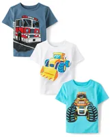 Baby And Toddler Boys Vehicle Graphic Tee 3-Pack