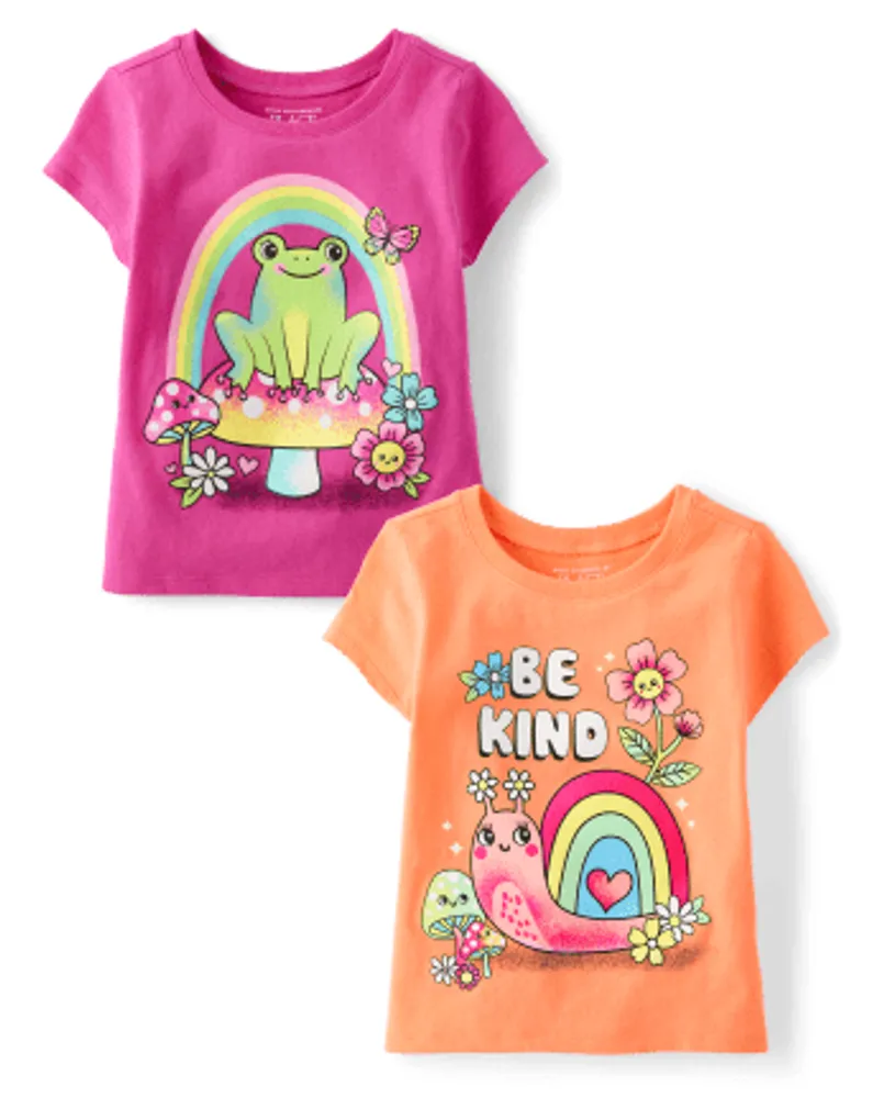 Baby And Toddler Girls Kindness Graphic Tee 2-Pack