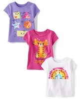 Baby And Toddler Girls Education Graphic Tee 3-Pack