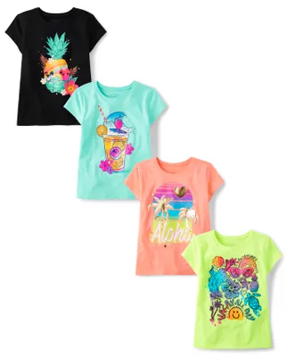 Girls Summer Trends Graphic Tee 4-Pack