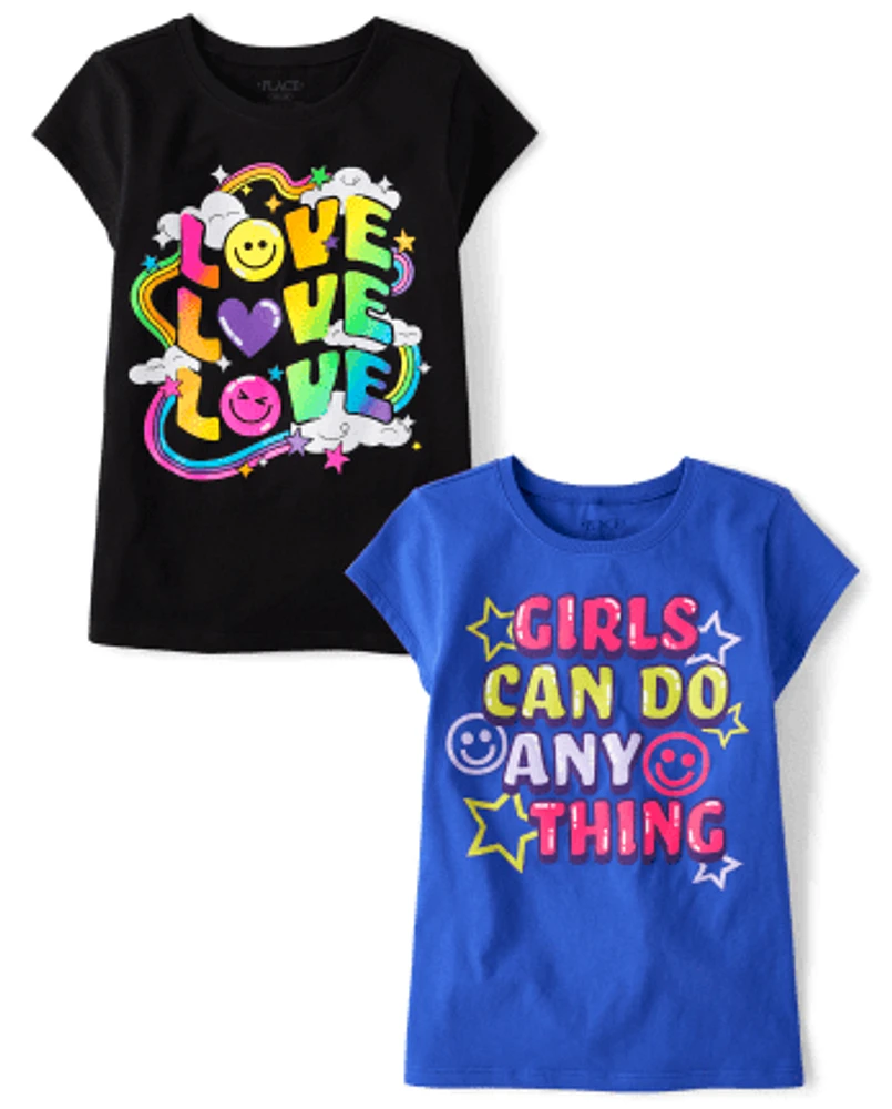 Girls Positivity Graphic Tee 2-Pack