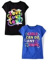 Girls Positivity Graphic Tee 2-Pack