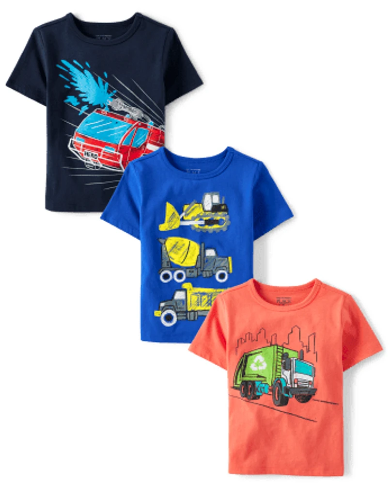 Baby And Toddler Boys Vehicle Graphic Tee 3-Pack