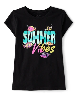 Girls Summer Vibes Graphic Tee