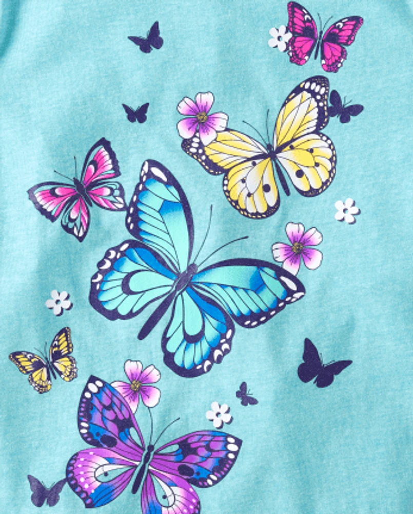Fille Papillon T-shirt imprimé