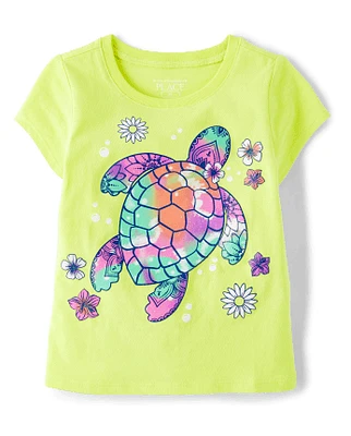 Baby And Toddler Girls Turtle Graphic Tee