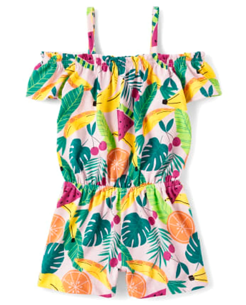 Baby And Toddler Girls Fruit Cold Shoulder Romper