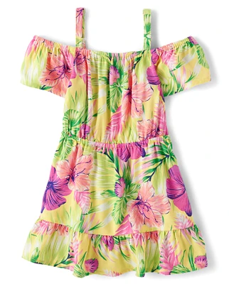 Robe à volants tropicale maman et moi pour bébés petites filles