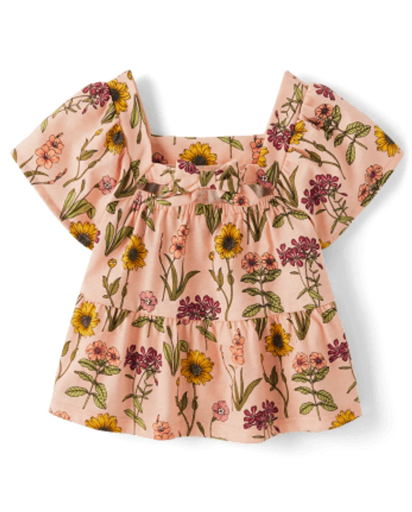 Toddler Girls Floral Tiered Top