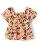 Toddler Girls Floral Tiered Top