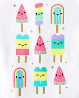 Toddler Girls Popsicle Lettuce Hem Top 4-Pack