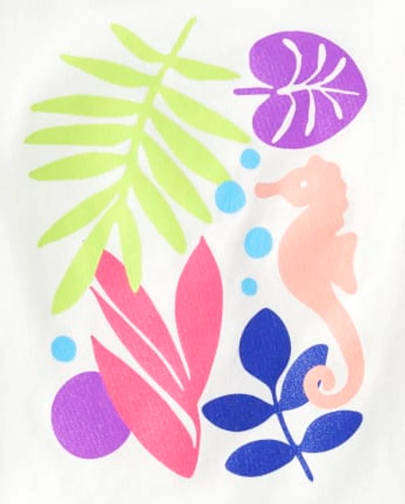 Lot de 3 hauts à feuilles tropicales pour petites filles