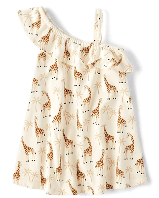 Baby And Toddler Girls Giraffe One Shoulder Dress