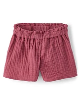 Toddler Girls Gauze Paperbag Waist Shorts