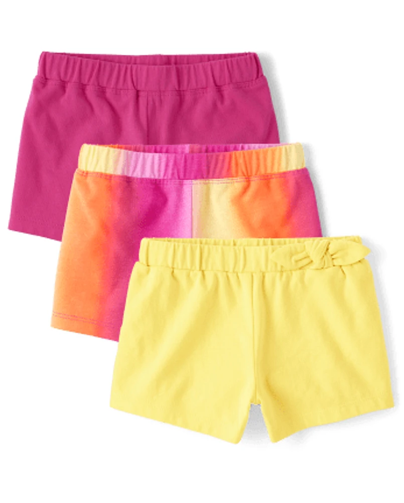 Toddler Girls Ombre Side Tie Shorts 3-Pack