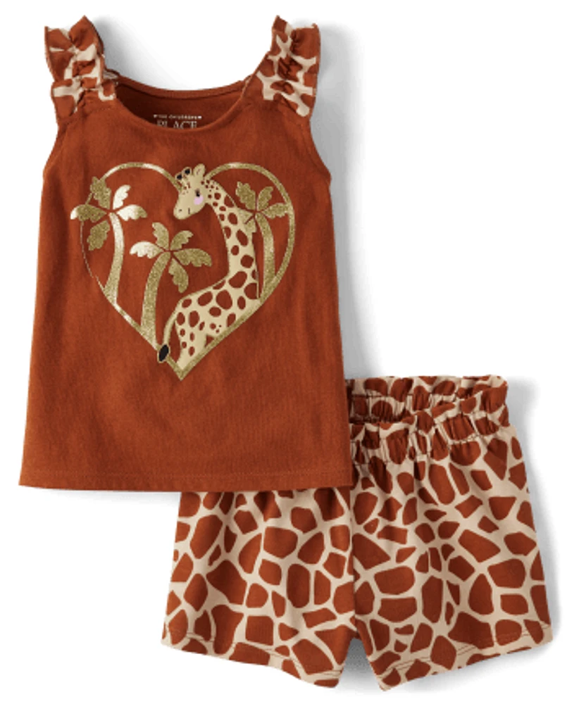 Toddler Girls Glitter Giraffe 2-Piece Outfit Set