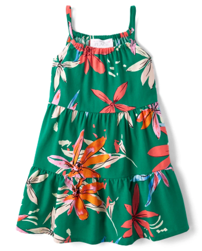 Toddler Girls Floral Tiered Halter Dress