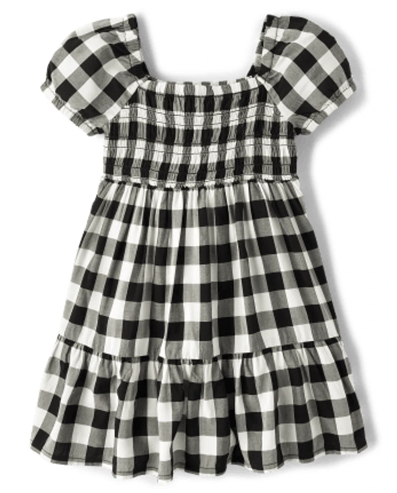 Toddler Girls Matching Family Gingham Smocked Ruffle Dress