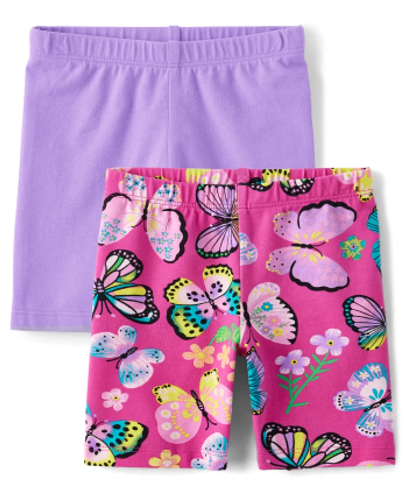 Toddler Girls Butterfly Bike Shorts 2-Pack