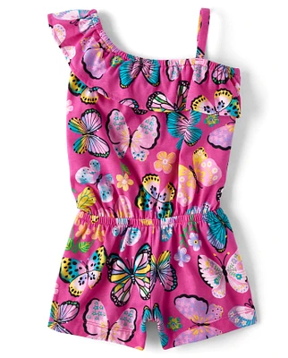 Baby And Toddler Girls Butterfly One Shoulder Romper