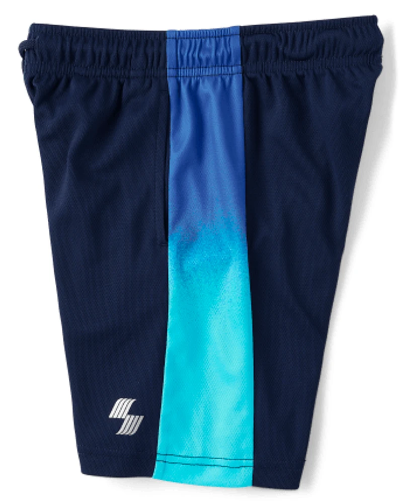 Boys Ombre Side Stripe Mesh Performance Basketball Shorts