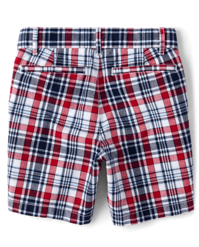 Boys Plaid Chino Shorts