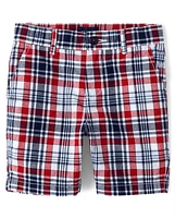 Boys Plaid Chino Shorts