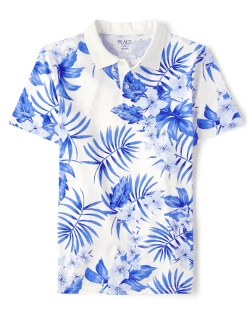 Mens Matching Family Tropical Polo