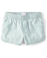 Girls Striped Chambray Pull On Shorts