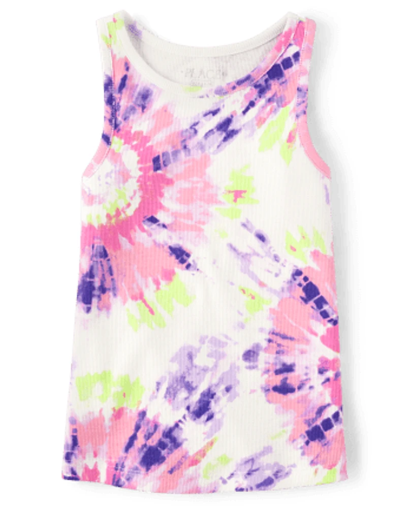 Girls Print Ribbed Tank Top